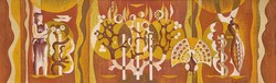 139x49cm!! László Óvári (1926 - 1988) Faintarzia Design Oil Painting with Original Guarantee!