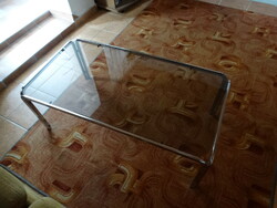 Retro chrome-designed glass table coffee table