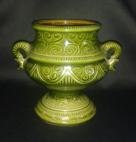 Majolica bowl/vase with handles (marked)