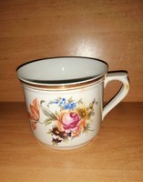 Old Czech porcelain mug with flower pattern, stem (b)