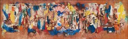 162X51cm!! László Óvár (1926 - 1988) science and art c. Oil painting with original guarantee!