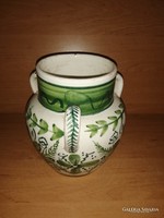 Antique glazed three-handled earthenware pot - 18.5 cm high (24/d)