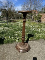 Round wooden pedestal antique statue holder flower stand.
