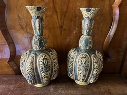 A pair of Zsolnay vases with a Persian pattern. From 1880.