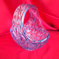Blue Czech glass basket, offering (large)