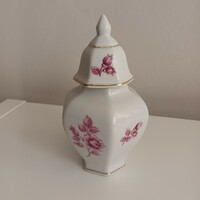 Hollóházi fedeles porcelán váza