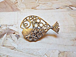 Industrial artist János Percz copper fish brooch