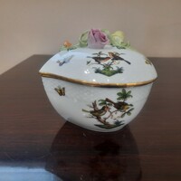 Porcelain heart-shaped bonbonnier with Rothschild pattern from Herend