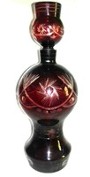 Special larger-sized incised crimson glass bottle