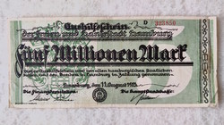 Inflation notgeld, 5 million Deutsche marks - Hamburg, 1923 (vf-)