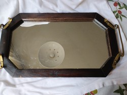 Fakeretes antik tükör -tálca
