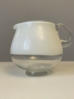 White and transparent colored retro glass design pitcher or vase