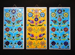 Vintage Greek floral decorative tiles 3 pcs.