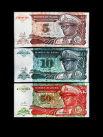 Unc - banknotes- zaire 5 - 10 - 50 zaires - 1993 very nice!