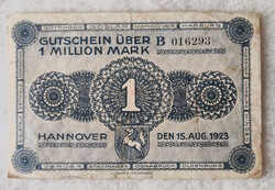 Inflationary notgeld, 1 million marks - Hanover, 1923 (f+)