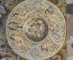 Capodimonte 229 antik olasz számozott hibátlan tányér, átmérő 33 cm, gyönyörű darab! Személyesen meg