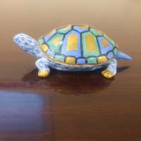 Herendi porcelán kék pikkely mintás, pikkelyes teknősbéka, teknős figura
