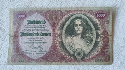 Austrian 5000 kroner, 1922 (f) | 1 banknote