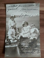 Antik fotó képeslap, gyerekek, használt, 1913