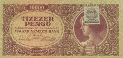 10000 pengő 1945 hibás bélyeggel Ritka