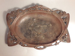 Antique royal zinn numbered 1642 art nouveau pewter bowl tray with spring fairy motif