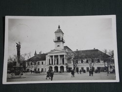 Postcard, Serbia, Sombor, Zombor, City Hall and Holy Trinity statue, 1941