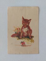 Old postcard 1956 postcard fox ladybug