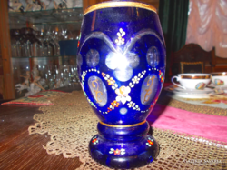 Biedermeier váza pohár kobaltkék XIX. sz.