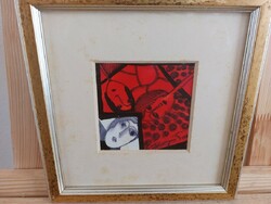 (K) small signed cubist picture with 23x23 cm frame