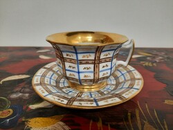 19. századi német porcelán kávés, kézzel festett, aranyozott, hibátlan, 1 Ft-ról