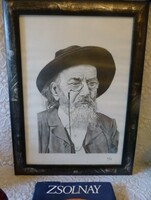 Portrait of Vilmos Zsolnay / ink drawing.