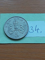 English England 5 new pence 1970 copper-nickel, ii. Queen Elizabeth 34