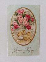 Old Easter postcard chick rose