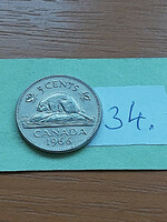 Canada 5 cents 1966 ii. Queen Elizabeth, nickel 34