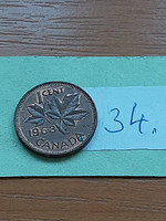 Canada 1 cent 1963 ii. Queen Elizabeth, bronze 34