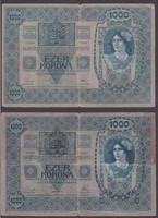4X 1000 crowns 1915 (g,g,g+,f)