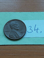 Usa 1 cent 1964 / d, abraham lincoln, copper-zinc 34