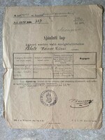 Háború esetén szolgálattételre ajánlati lap  Szeged 1911 ﻿