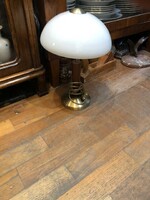 Art deco style table lamp, 28 cm high, with a glass shade.