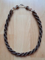 Beaded necklace with pearl necklace