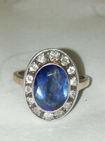 Antique gold ring with sapphire and precious stones 1.