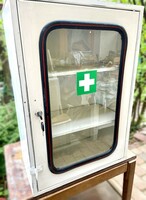 Medicine medical retro glass metal wall cabinet, loft industrial style