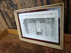 Antik metszet, a párizsi királyi palota egyik terve, Orléans-i hercegnő királyi palotája 3. LEÁRAZVA