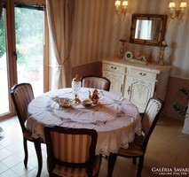 Viennese baroque dining set, renovated, covered with new wonderful fabric