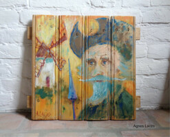 Don quixote de la mancha - rustic painted wooden board decoration, gift, portrait, wood,