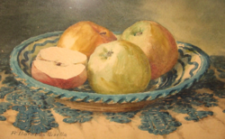 Guaranteed original Gisella Reissmann from Barabás / 1893-1985/ still life: three apples and a half...