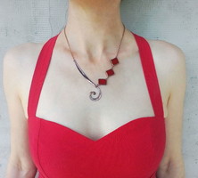 Special glass jewelry, red necklace