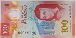Mexikó 100 pesos 2021 UNC Polymer Az év Legszebb bankjegye!