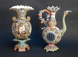 Fischer áttört porcelán váza