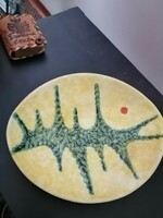 Retro applied art ceramic wall plate with a fish motif